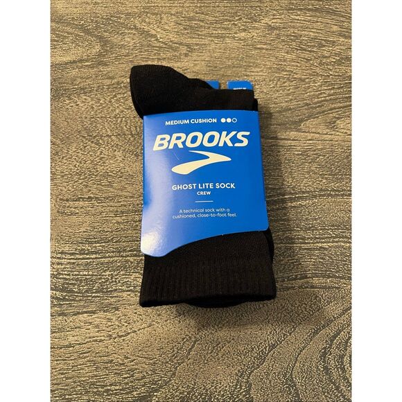 Brooks Ghost Lite Crew Socks – 2 Pairs – Black – Medium Cushion - Picture 1 of 6